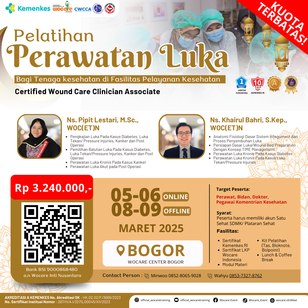 PELATIHAN PERAWATAN LUKA MODERN (CWCCA) BOGOR 05 - 09 MARET 2025 (BLENDED)